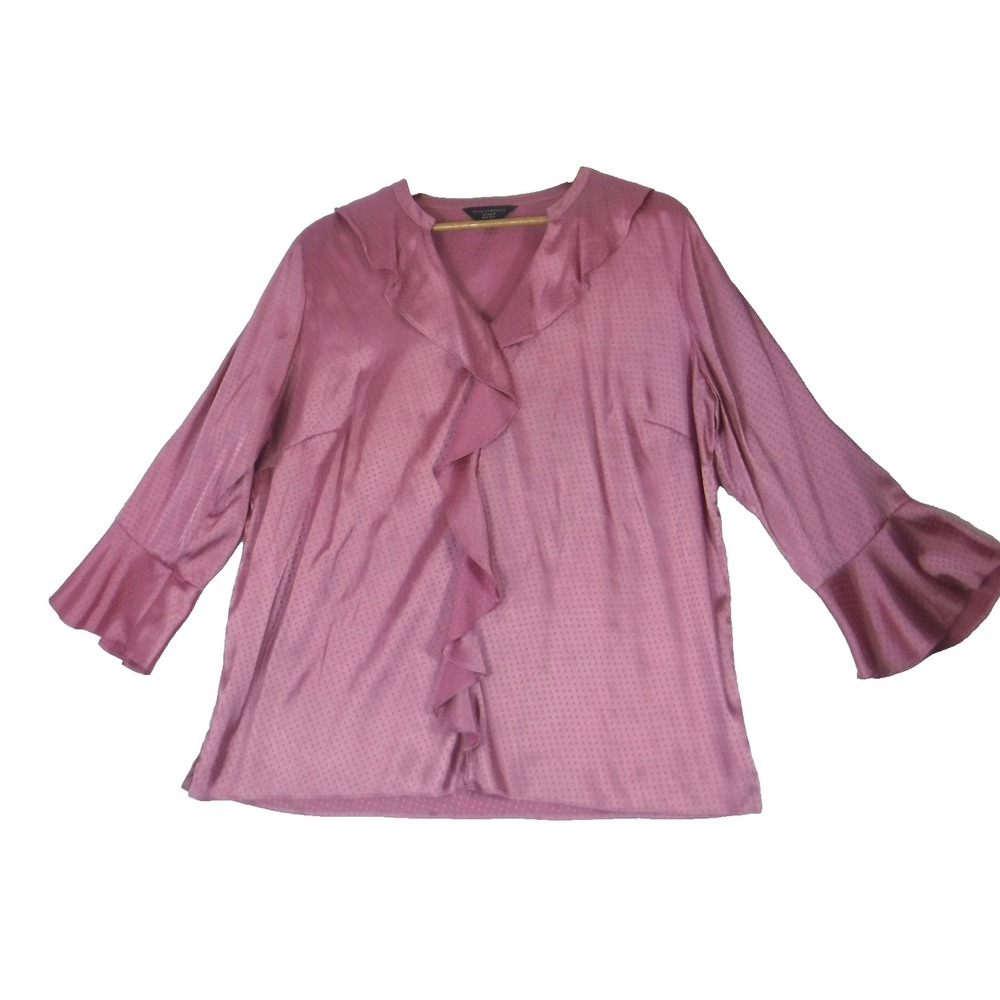 Investments Riley Top Ruffled‎ Blouse Womens Size 1X Pink Office Work Business